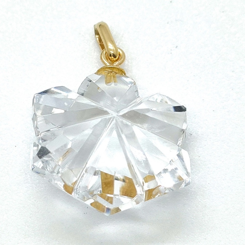 High End 18K Yellow Gold Crystal Clover Pendant